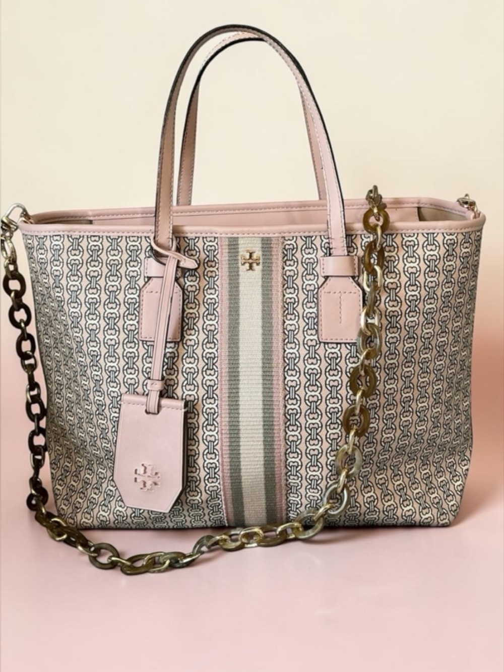 Tory Burch Gemini Link Small Tote Coastal Pink Crossbody